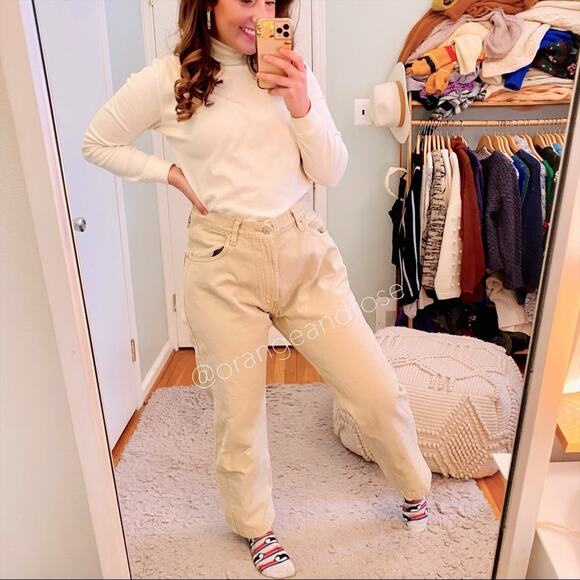 Vintage Levi’s Tan Khaki 505 High Rise Denim Jeans 36x29 Cute Basic Mom - Picture 1 of 11